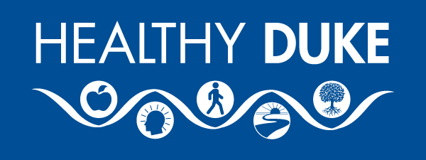 Healthy Duke logo (white and blue)
